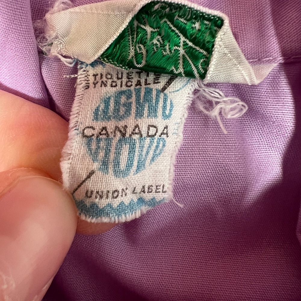 Vintage Ben Rose‎ Purple Ruffle Blouse Long Sleeve Button Front Montreal Small - Picture 4 of 7